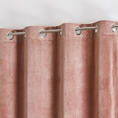 Rideau en velours feutré uni (135x260 cm - Rose Clair)