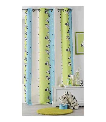 Rideau enfant zèbre - 135x260cm - Vert Anis