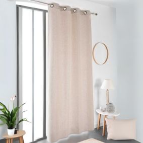 Rideau esprit naturel à galon fronceur (135x260 cm - Beige)