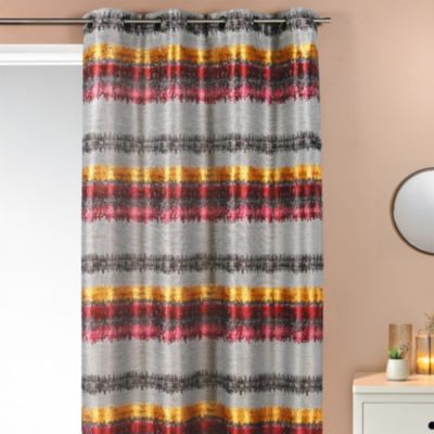 Rideau ethnique en jacquard à rayures horizontales (140x260 cm - Bordeaux)