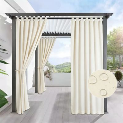 Rideau extérieur déperlant anti-UV à pattes beige l.140 x H.260 cm
