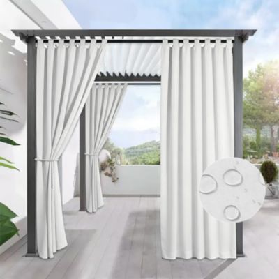 Rideau extérieur déperlant anti-UV à pattes blanc l.140 x H.260 cm
