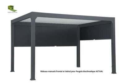 Rideau frontal manuel Actual pour pergola Green Outside 4m coloris noir sablé