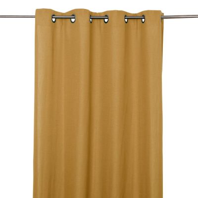 Rideau GoodHome effet lin moutarde H.260 x l.140 cm