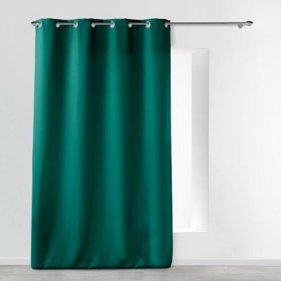 Rideau grande hauteur à œillets 140 x 280 cm Polyester uni Essentiel Emeraude