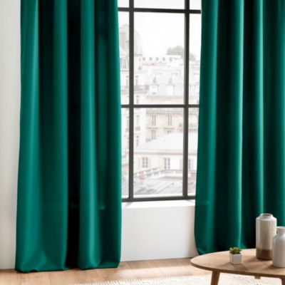 Rideau grande hauteur à œillets 140 x 280 cm Polyester uni Essentiel Emeraude