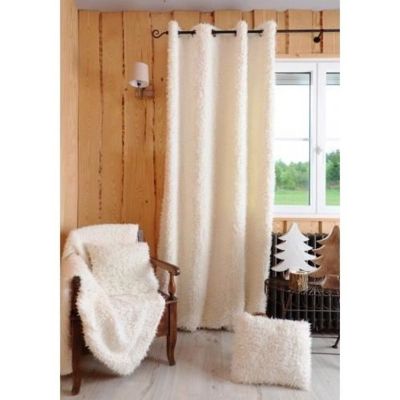 Rideau - HOME MAISON - Effet Poil de Mouton - Blanc - Tamisant - 135x250cm