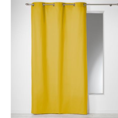 Rideau à œillets 100 % coton Panama (140x240 cm - Jaune Ocre)