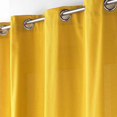 Rideau à œillets 100 % coton Panama (140x240 cm - Jaune Ocre)