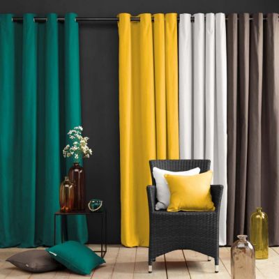 Rideau à œillets 100 % coton Panama (140x240 cm - Jaune Ocre)