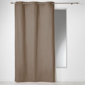 Rideau à œillets 100 % coton Panama (140x240 cm - Marron Clair)