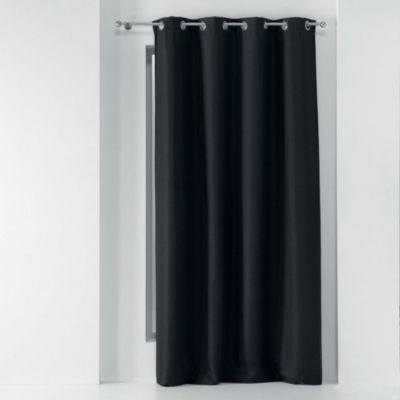 Rideau à œillets 135 x 240 cm occultant tissé uni Tisséa Anthracite