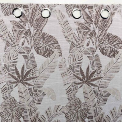 Rideau à œillets 140 x 260 cm Jacquard FAGGY Taupe Motif feuillage élégant