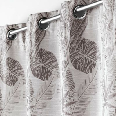 Rideau à œillets 140 x 260 cm Jacquard FAGGY Taupe Motif feuillage élégant
