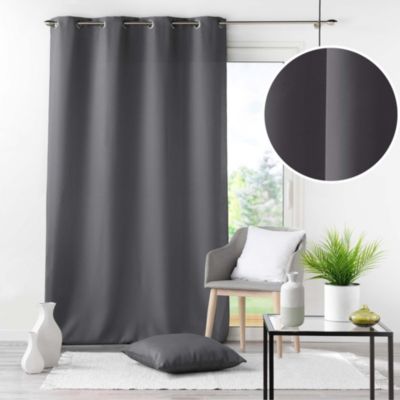 Rideau À Œillets 140 x 260 cm Polyester Uni Essentiel Anthracite