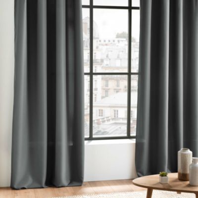 Rideau À Œillets 140 x 260 cm Polyester Uni Essentiel Anthracite