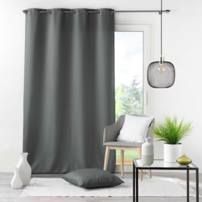 Rideau À Œillets 140 x 260 cm Polyester Uni Essentiel Anthracite