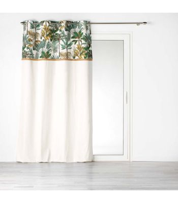 Rideau à œillets imprimé jungle 140x240cm - 140x240cm - Blanc