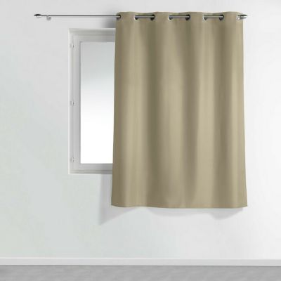 Rideau à œillets petite hauteur 140 x 180 cm polyester uni essentiel Beige