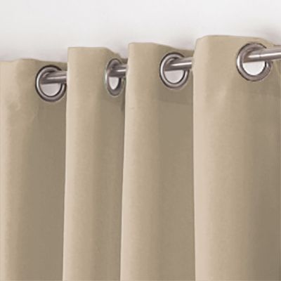 Rideau à œillets petite hauteur 140 x 180 cm polyester uni essentiel Beige