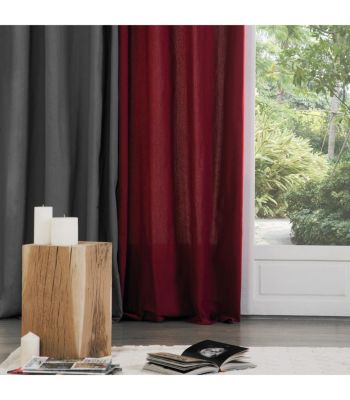 Rideau à œillets Tissu Panama Rouge 140 x 260 cm