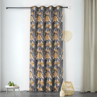 Rideau imprimé Bananier (140x240 cm - Gris anthracite)