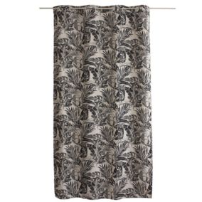 Rideau imprimé en coton recyclé chambray à œillets (140x240 cm - Gris)