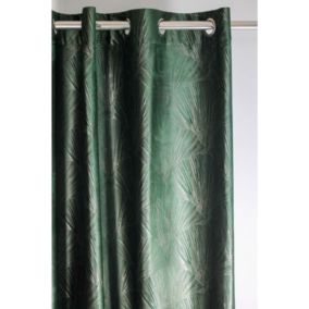 Rideau imprimé feuillage argent - 140x260cm - Vert