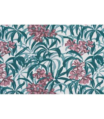 Rideau Imprimé Fleurs roses aux feuilles vertes - 145x250cm - Vert sapin