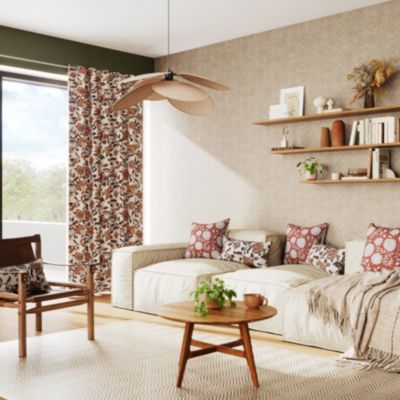 Rideau imprimé fleurs roses Miekki GoodHome l.140 x H.260cm