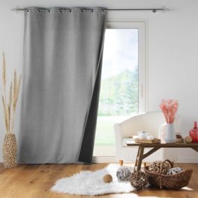 Rideau isolant doublé polaire (140x260 cm - Gris clair)