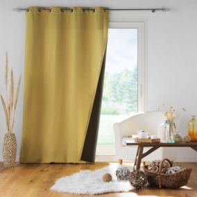 Rideau isolant doublé polaire (140x260 cm - Jaune Ocre)