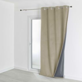 Rideau isolant et occultant en velours doublé polaire (135x280 cm - Beige)