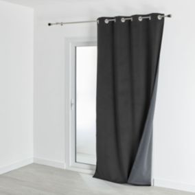 Rideau isolant et occultant en velours doublé polaire (135x280 cm - Gris anthracite)