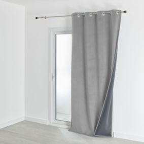 Rideau isolant et occultant en velours doublé polaire (135x280 cm - Gris Perle)