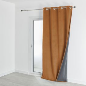 Rideau isolant et occultant en velours doublé polaire (135x280 cm - Marron Clair)