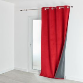 Rideau isolant et occultant en velours doublé polaire (135x280 cm - Rouge)