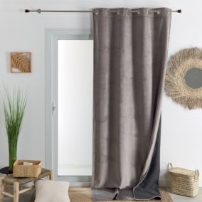 Rideau isolant et occultant en velours doublé polaire (135x280 cm - Taupe)