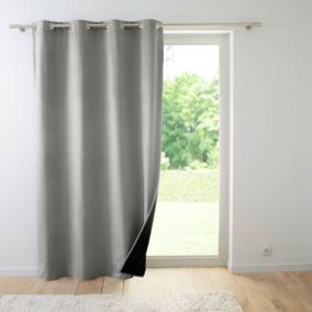 Rideau isolant et thermique en velours (140x260 cm - Gris)