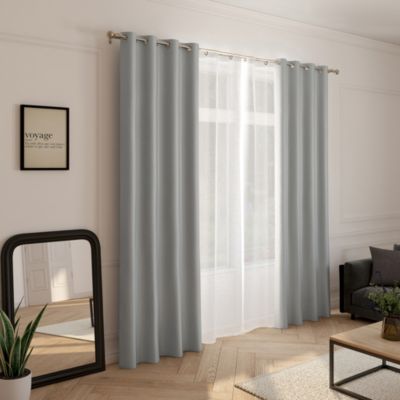 Rideau isolant thermique à oeillets gris L.240 x l.140 cm