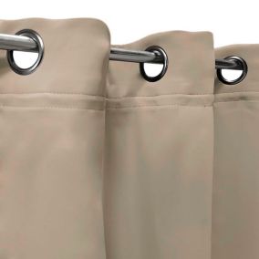 Rideau isolant Thermique doublure polaire amovible à velcro à œillets 135x240cm prêt a poser, Taupe