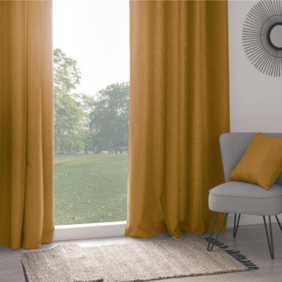 Rideau isolant "Tim" à oeillets - jaune moutarde 140x260 cm - Atmosphera