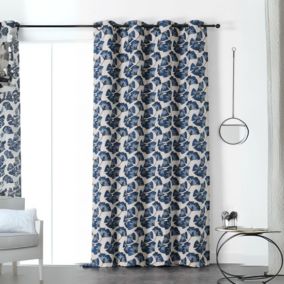 Rideau jacquard Biloba (140x240 cm - Bleu)