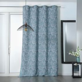 Rideau Jacquard Esprit "Exotique" (145x240 cm - Bleu)