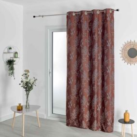 Rideau jacquard esprit nature (140x260 cm - Tabac)