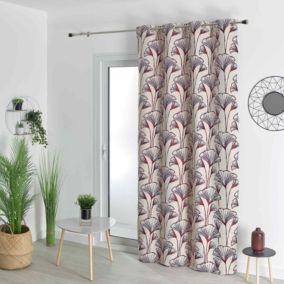 Rideau jacquard fleurs de gingko (140x260 cm - Bordeaux)