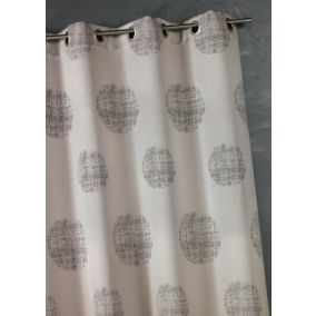 Rideau jacquard imprimé rond chiné (140x260 cm - Taupe)