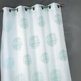 Rideau jacquard imprimé rond chiné (140x260 cm - Turquoise)