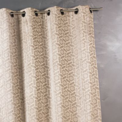 Rideau jacquard à imprimés design (140x260 cm - Beige)