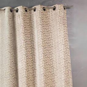 Rideau jacquard à imprimés design (140x260 cm - Beige)